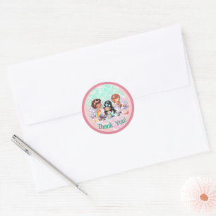 Turkoois Roze Zeemeermin Vrienden Onder de Zee Dan Ronde Sticker