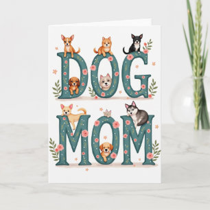Turkoois Rozen Hond Moeder Kunstkaart Kaart