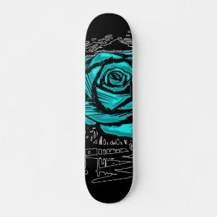 Turkoois Ruw Roos Graffiti Kunst • Urbane Straatst Persoonlijk Skateboard