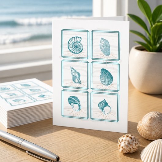 Turkoois schelp collage briefkaart