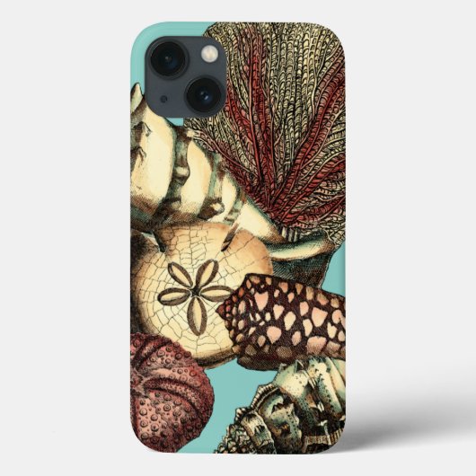 Turkoois Schelp en Rode Koraal Collectie Case-Mate iPhone Case (Achterkant)