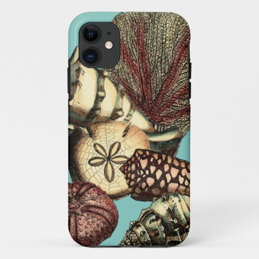 Turkoois Schelp en Rode Koraal Collectie Case-Mate iPhone Case (Achterkant)