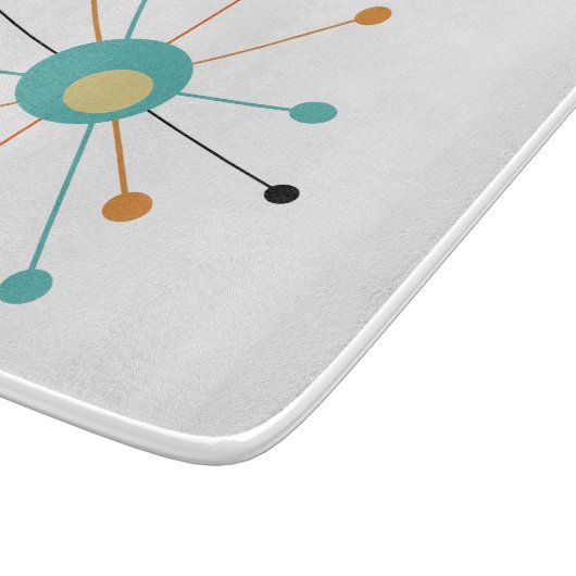 Turkoois Sinaasappel Atoomtijdperk Starburst Midde Snijplank (Hoek)