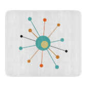 Turkoois Sinaasappel Atoomtijdperk Starburst Midde Snijplank (Voorkant)