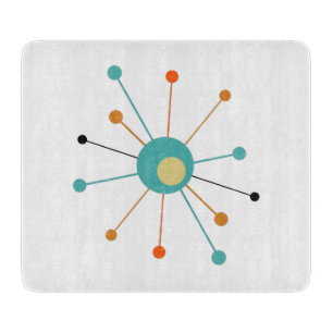 Turkoois Sinaasappel Atoomtijdperk Starburst Midde Snijplank