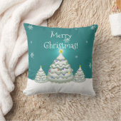 Turkoois Sneeuwige Kerstboom Worp Kussen (Deken)