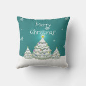 Turkoois Sneeuwige Kerstboom Worp Kussen (Achterkant)