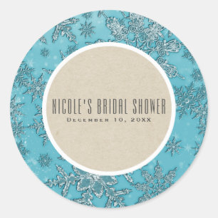 Turkoois Sneeuwvlokken Winter Wonderland Landelijk Ronde Sticker