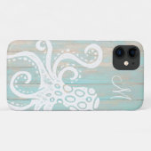 Turkoois strand houten octopus monogram met distre Case-Mate iPhone case (Achterkant (horizontaal))