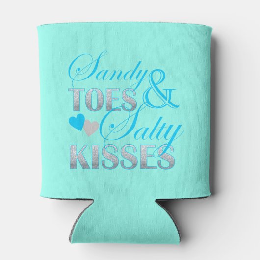 Turkoois strand zandtenen en zoute kussen blikjeskoeler (Achterkant)