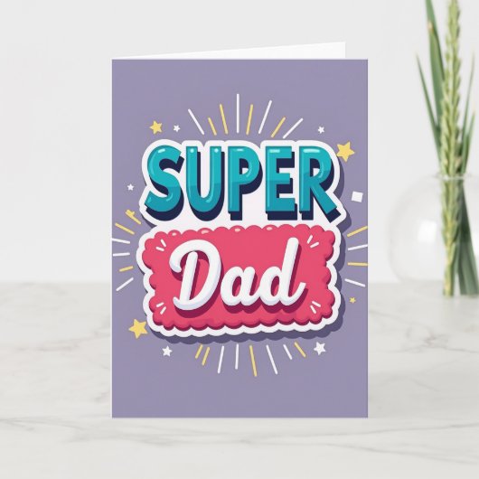 Turkoois Super Dad Sterren Kaart (Voorkant)
