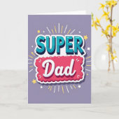 Turkoois Super Dad Sterren Kaart (Gele Bloem)