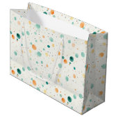 Turkoois tangerine Stippen Groot Cadeauzakje (Voorkant Gekanteld)