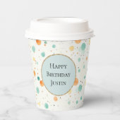 Turkoois tangerine Stippen Papieren Bekers (Voorkant)