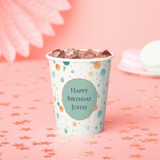 Turkoois tangerine Stippen Papieren Bekers (Insitu)