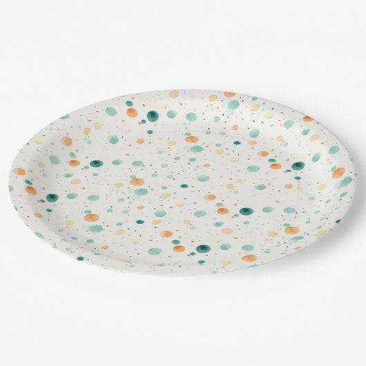 Turkoois tangerine Stippen Papieren Bordje (Gekanteld)