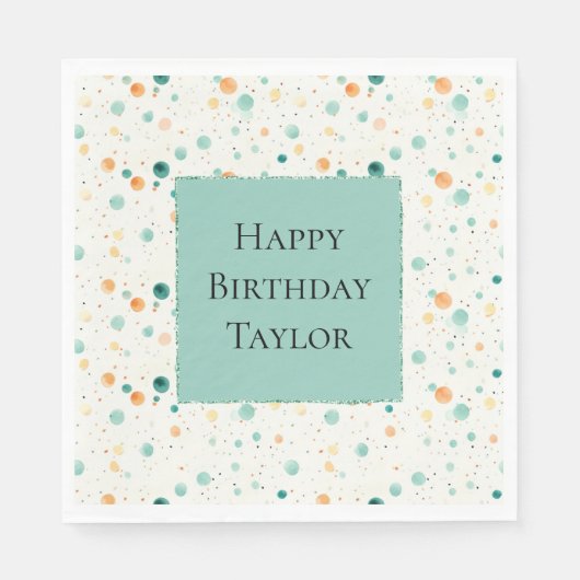 Turkoois tangerine Stippen Servet (Voorkant)