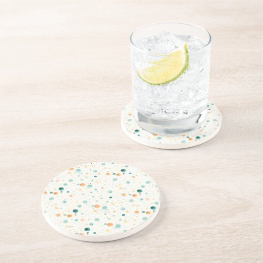 Turkoois tangerine Stippen Zandsteen Onderzetter (Zijkant)