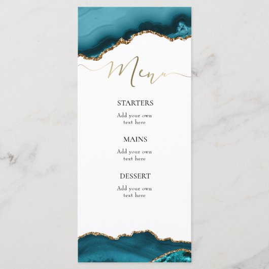 turkoois teal agaat Menu (Voorkant)