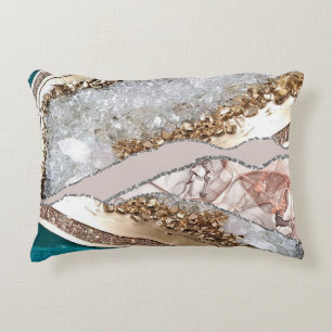 Turkoois Teal Agate Goud Glitter Accent Kussen