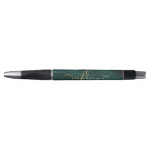 Turkoois Teal Agate Goud Glitter Schrift Monogram Pen (Voorkant)
