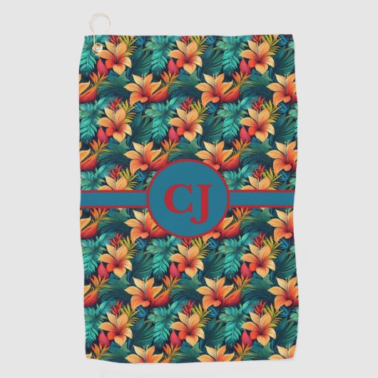 Turkoois Tropic-Paradijs Golfhanddoek (Voorkant)