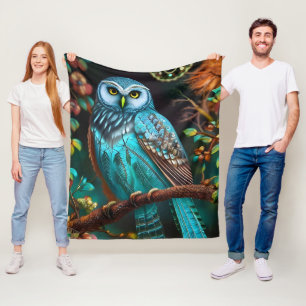 Turkoois uil fleece deken