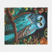 Turkoois uil fleece deken (Voorkant (Horizontaal))