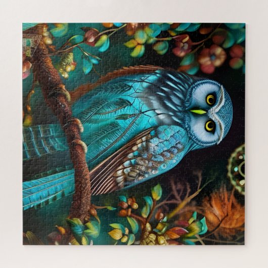 Turkoois uil legpuzzel (Horizontaal)