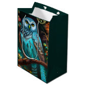 Turkoois uil medium cadeauzakje (Voorkant Gekanteld)