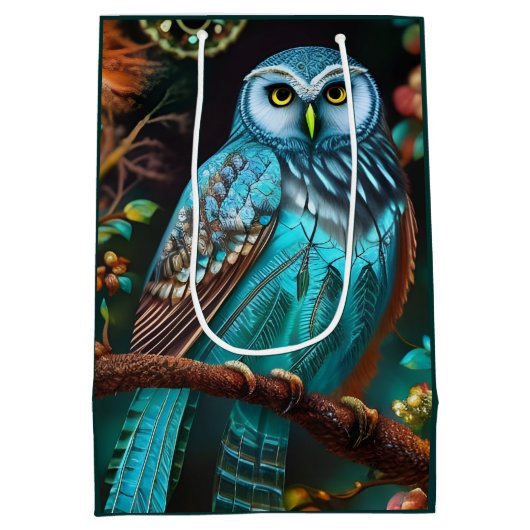 Turkoois uil medium cadeauzakje (Achterkant)