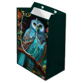 Turkoois uil medium cadeauzakje (Achterkant Gekanteld)