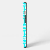Turkoois Uil Patroon Aqua Gepersonaliseerde Naam iPhone Hoesje (Linkerkant)