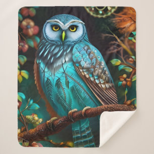 Turkoois uil sherpa deken