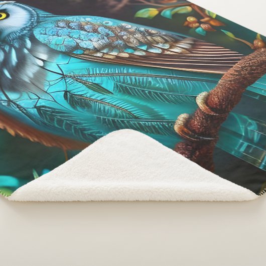 Turkoois uil sherpa deken (3/4)