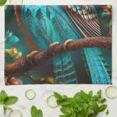 Turkoois uil theedoek (Gevouwen)