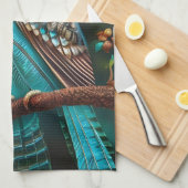 Turkoois uil theedoek (Quarter Fold)