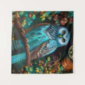 Turkoois uil wandkleed (Voorkant (horizontaal))