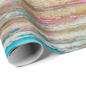 Turkoois verf op verweerd hout cadeaupapier (Rol Hoek)
