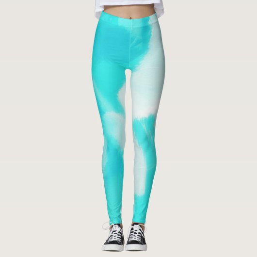 Turkoois verfspatten leggings (Voorkant)