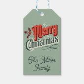 Turkoois vintage kerstontwerp cadeaulabel (Voorkant)