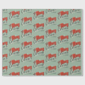 Turkoois vintage kerstontwerp cadeaupapier (Vlak)