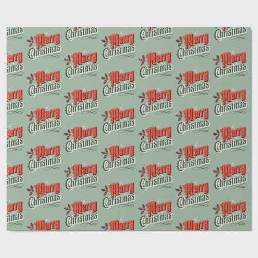 Turkoois vintage kerstontwerp cadeaupapier (Vlak)