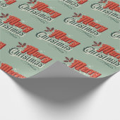 Turkoois vintage kerstontwerp cadeaupapier (Hoek)