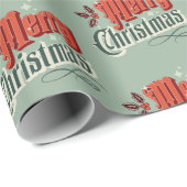 Turkoois vintage kerstontwerp cadeaupapier (Rol Hoek)