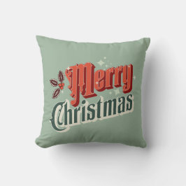 Turkoois vintage kerstontwerp kussen