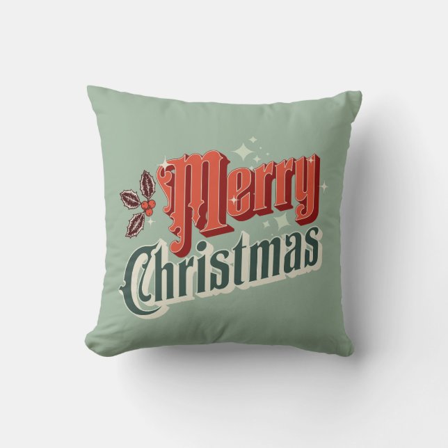 Turkoois vintage kerstontwerp kussen (Voorkant)