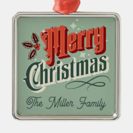 Turkoois vintage kerstontwerp metalen ornament