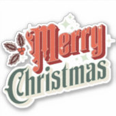 Turkoois vintage kerstontwerp sticker (Voorkant)