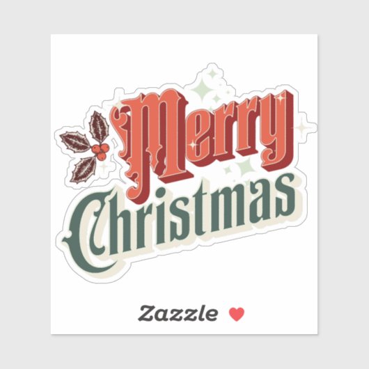 Turkoois vintage kerstontwerp sticker (Vel)